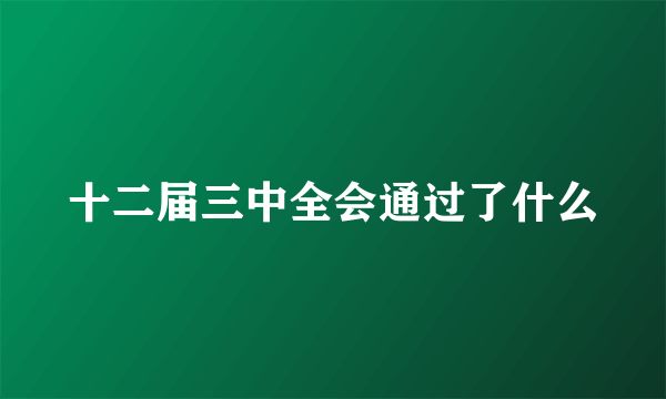 十二届三中全会通过了什么