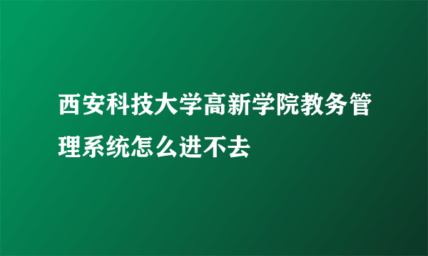 西安科技大学高新学院教务管理系统怎么进不去