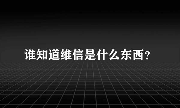 谁知道维信是什么东西？