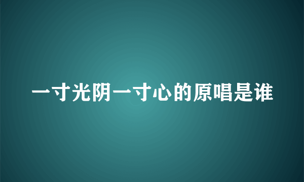 一寸光阴一寸心的原唱是谁