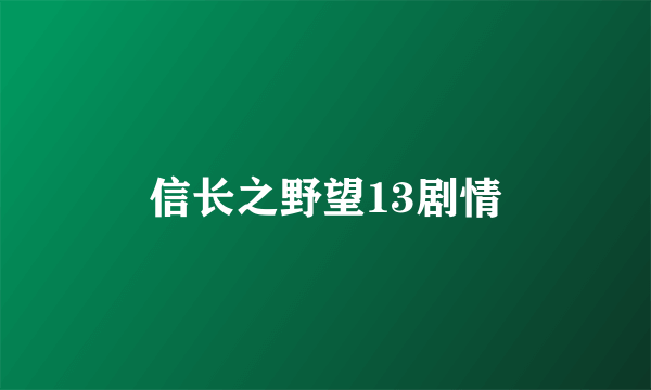 信长之野望13剧情