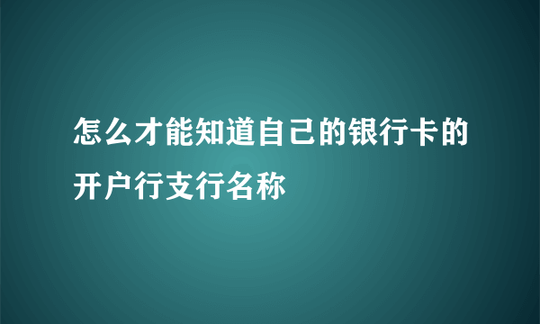 怎么才能知道自己的银行卡的开户行支行名称