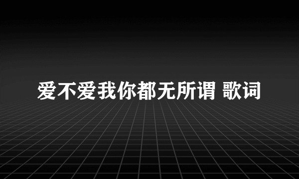 爱不爱我你都无所谓 歌词