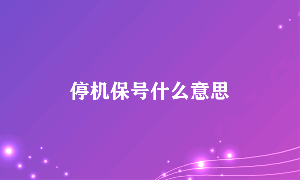 停机保号什么意思