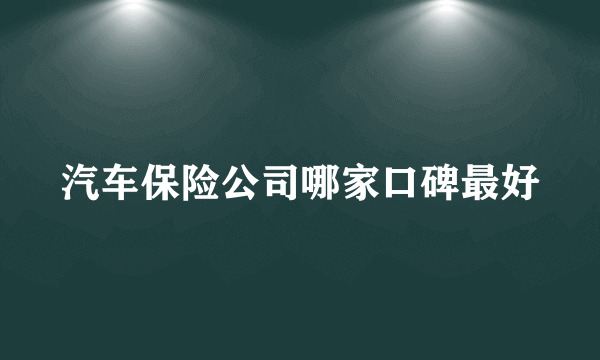 汽车保险公司哪家口碑最好