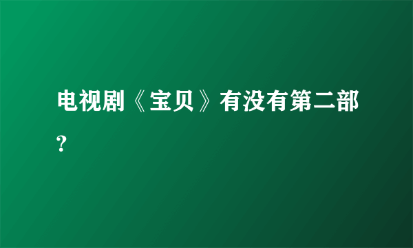 电视剧《宝贝》有没有第二部？