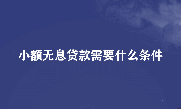 小额无息贷款需要什么条件