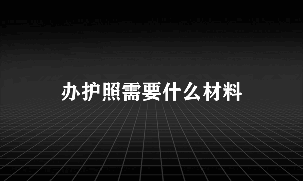 办护照需要什么材料