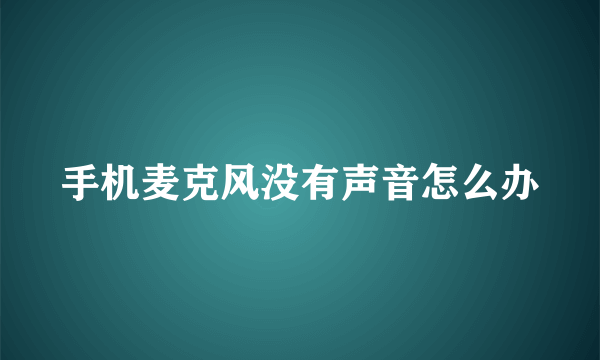 手机麦克风没有声音怎么办