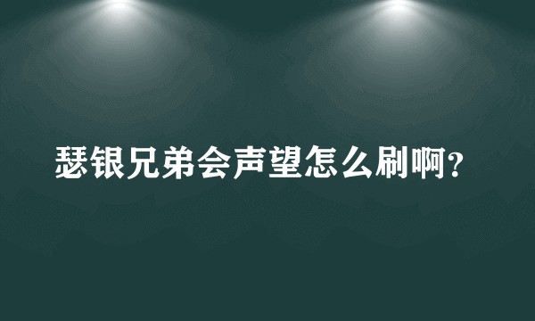 瑟银兄弟会声望怎么刷啊？