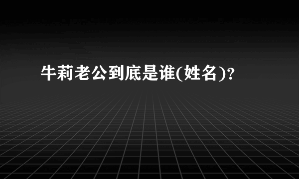 牛莉老公到底是谁(姓名)？