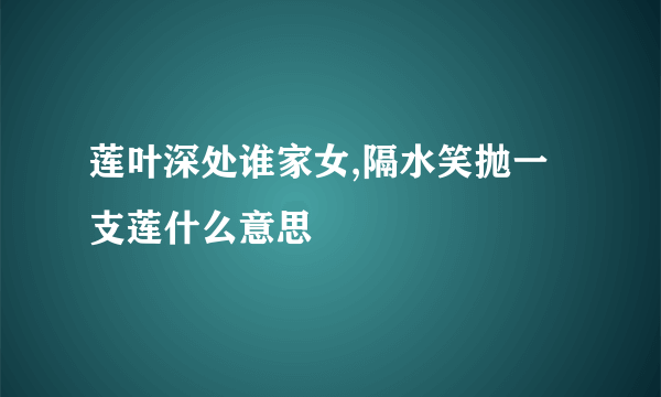 莲叶深处谁家女,隔水笑抛一支莲什么意思