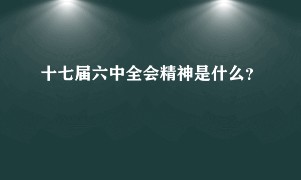 十七届六中全会精神是什么？