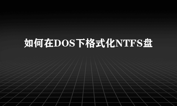 如何在DOS下格式化NTFS盘