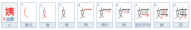 姨字的笔顺