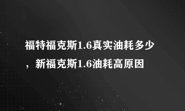 福特福克斯1.6真实油耗多少，新福克斯1.6油耗高原因