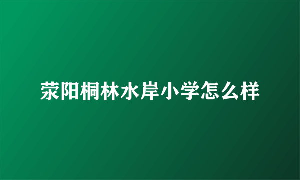 荥阳桐林水岸小学怎么样