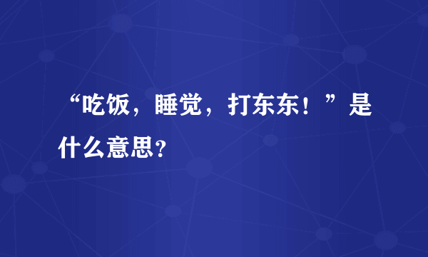 “吃饭，睡觉，打东东！”是什么意思？