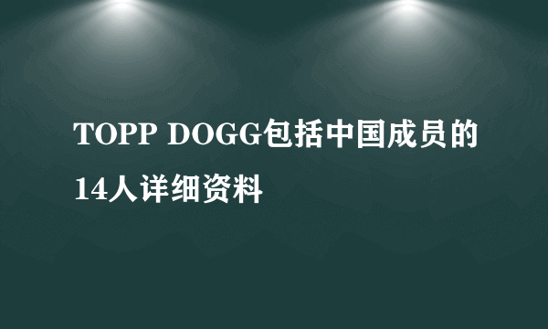 TOPP DOGG包括中国成员的14人详细资料