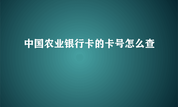 中国农业银行卡的卡号怎么查