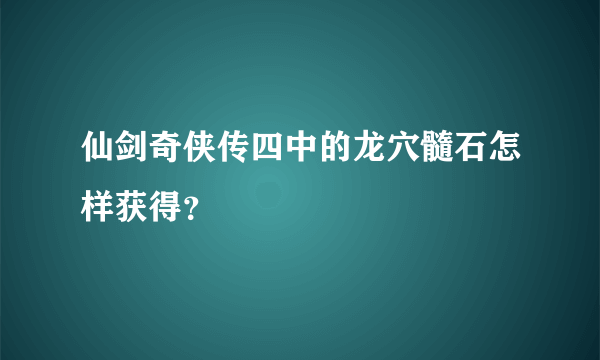 仙剑奇侠传四中的龙穴髓石怎样获得？