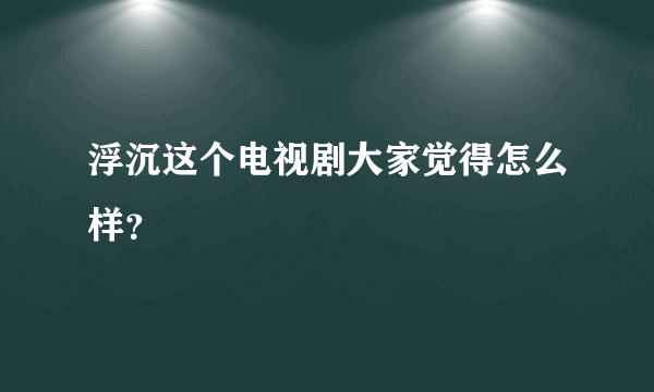 浮沉这个电视剧大家觉得怎么样？