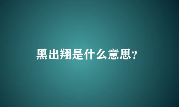 黑出翔是什么意思？