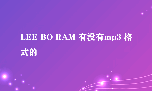 LEE BO RAM 有没有mp3 格式的