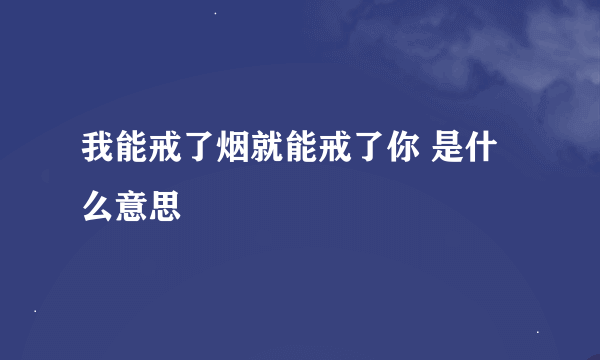 我能戒了烟就能戒了你 是什么意思