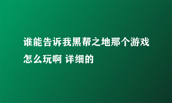 谁能告诉我黑帮之地那个游戏怎么玩啊 详细的