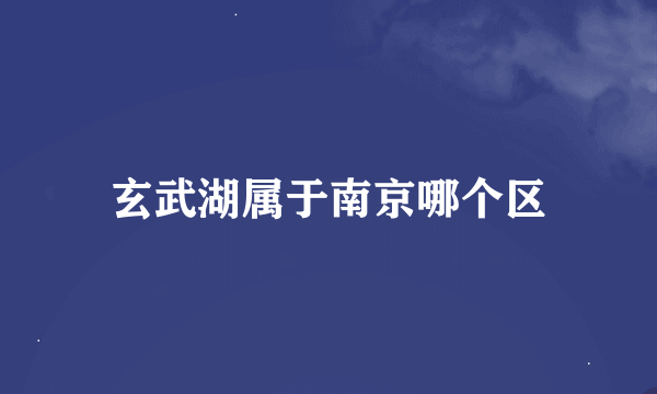 玄武湖属于南京哪个区