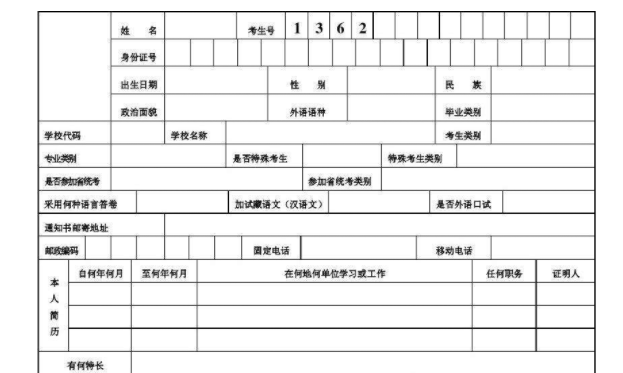 考生登记表是什么东西