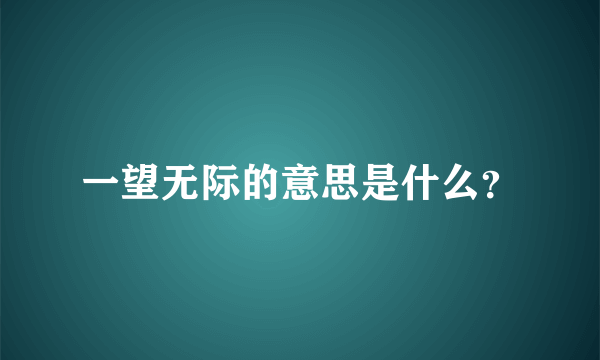 一望无际的意思是什么？