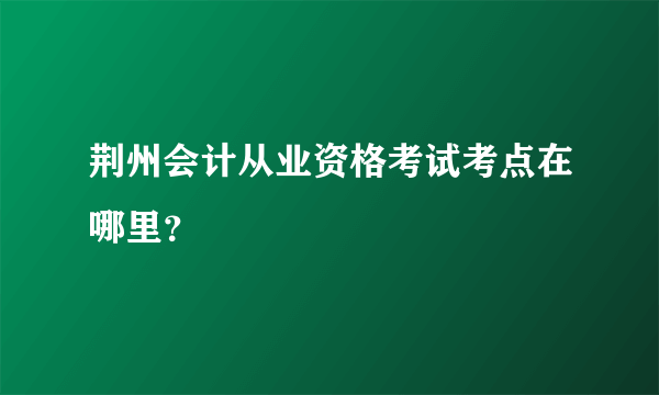 荆州会计从业资格考试考点在哪里？