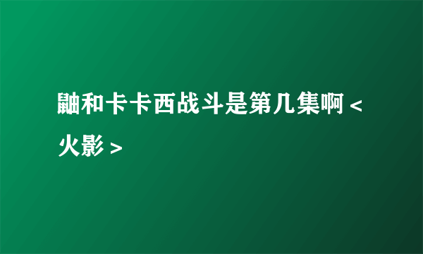 鼬和卡卡西战斗是第几集啊＜火影＞