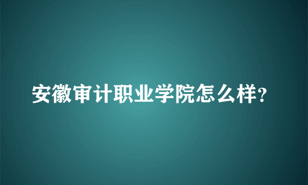 安徽审计职业学院怎么样？