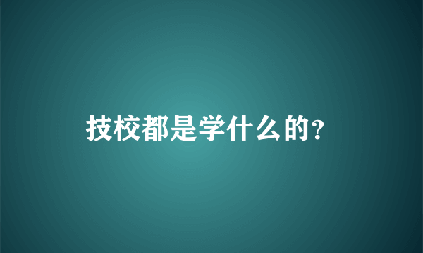 技校都是学什么的？