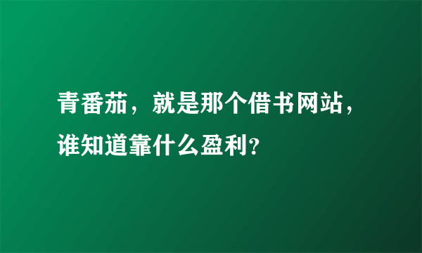 青番茄，就是那个借书网站，谁知道靠什么盈利？