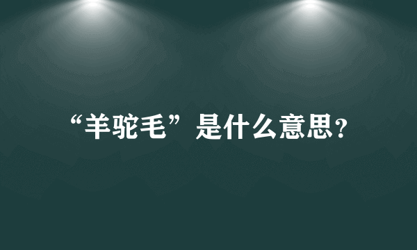 “羊驼毛”是什么意思？