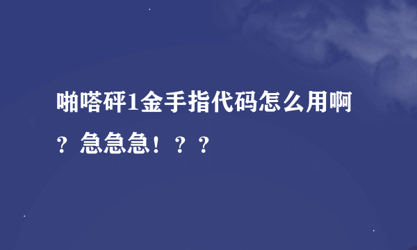 啪嗒砰1金手指代码怎么用啊？急急急！？？