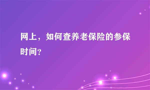 网上，如何查养老保险的参保时间？