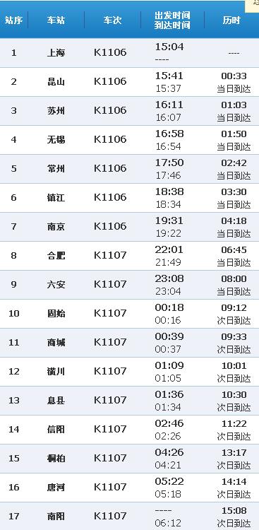 k1106和k1107火车是一张车吗