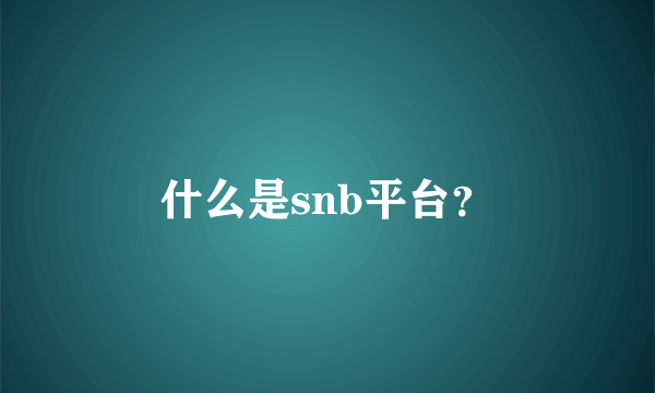 什么是snb平台？