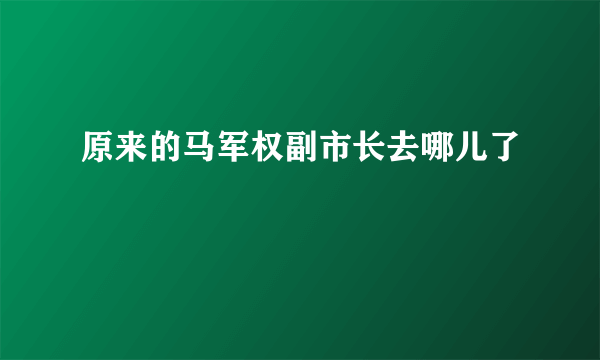 原来的马军权副市长去哪儿了