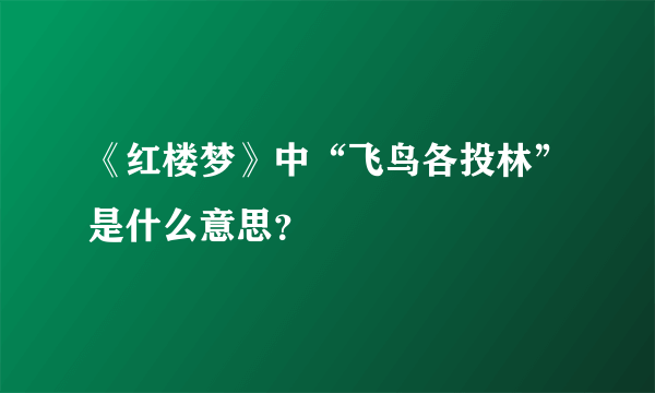 《红楼梦》中“飞鸟各投林”是什么意思？