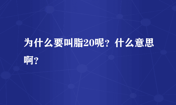 为什么要叫脂20呢？什么意思啊？