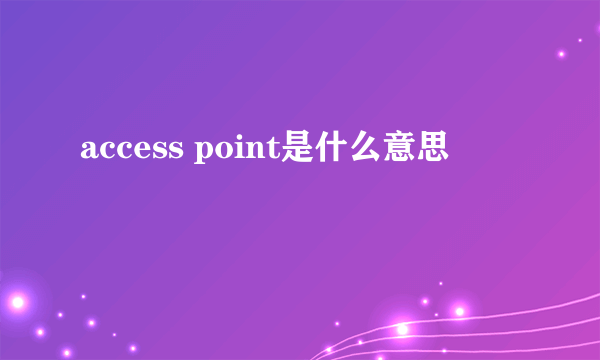 access point是什么意思