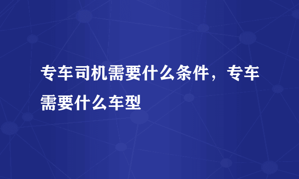 专车司机需要什么条件，专车需要什么车型