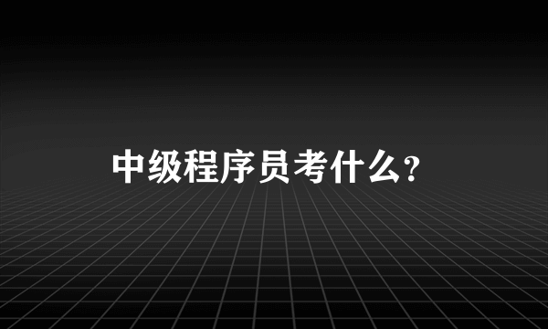 中级程序员考什么？