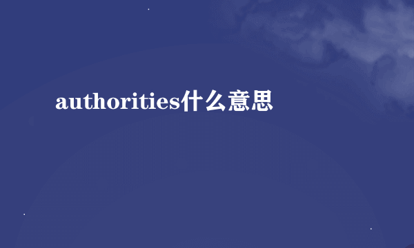 authorities什么意思